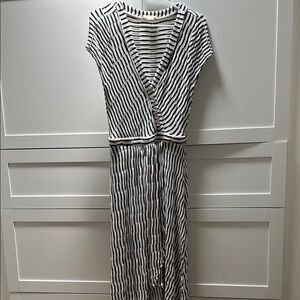 Anthropologie Black and White Midi Sundress with Scoop Neck